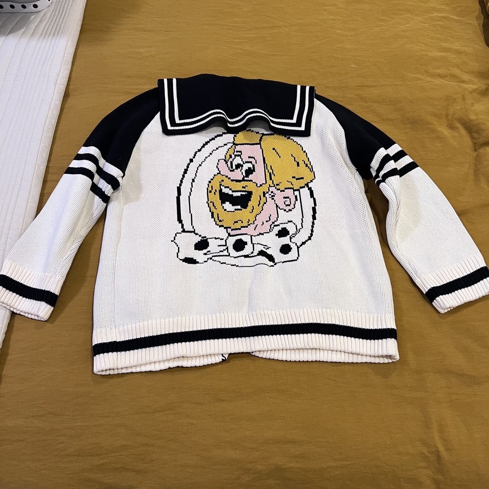Women's Varsity Knit Cardigan Sweater with Sailor Collar Dan The Man